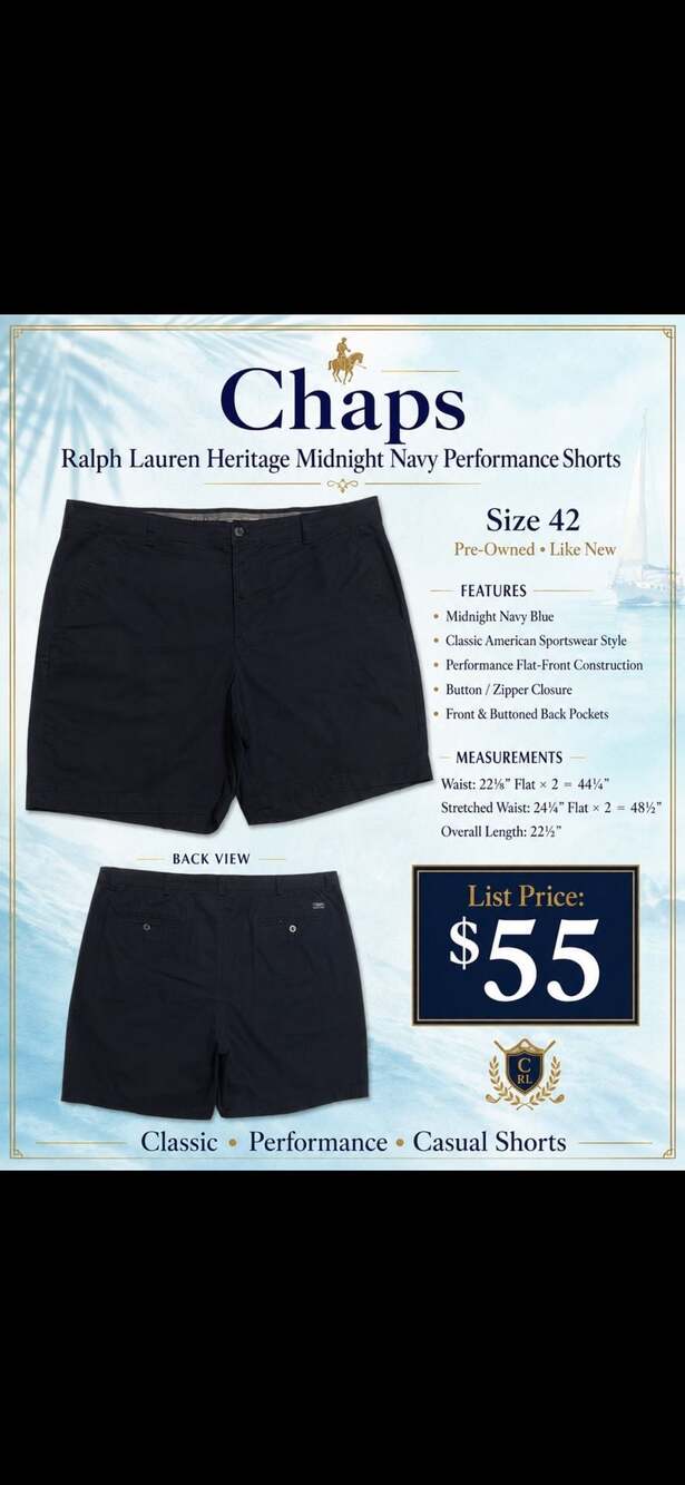 Chaps by Ralph Lauren Heritage Midnight Navy Performance Shorts